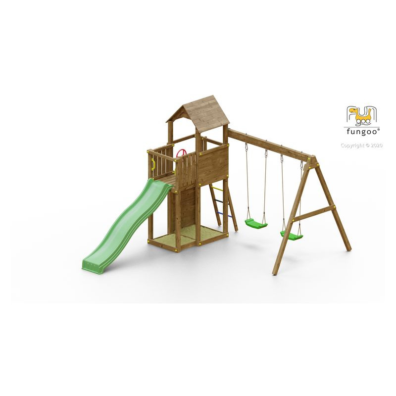 PORTIQUE BOOMER 3 balancoire toboggan de Fungoo dans Portiques & balançoire