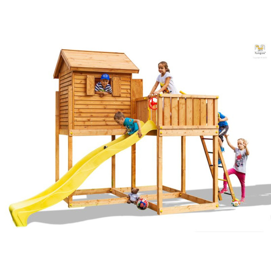 AIRE DE JEU MYSIDE Cabane toboggan de Fungoo dans Cabane en bois