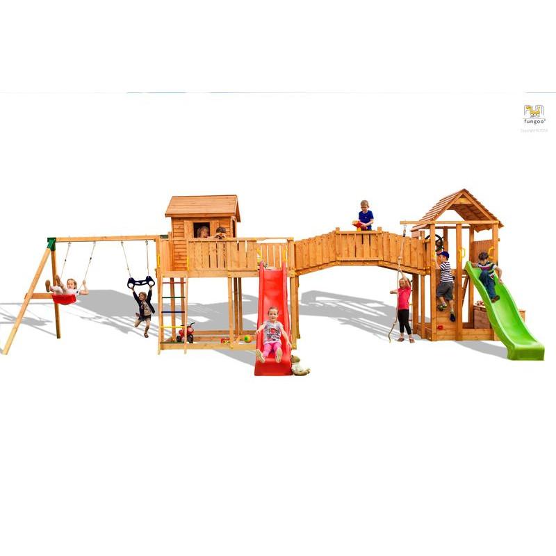 MAXI PORTIQUE SMILE FARM balancoire toboggan de Fungoo dans Portiques & balançoire