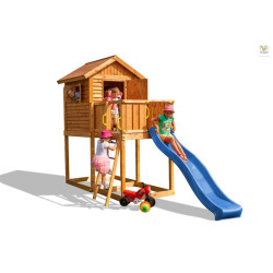 AIRE DE JEU MYHOUSE Cabane toboggan de Fungoo dans Cabane en bois