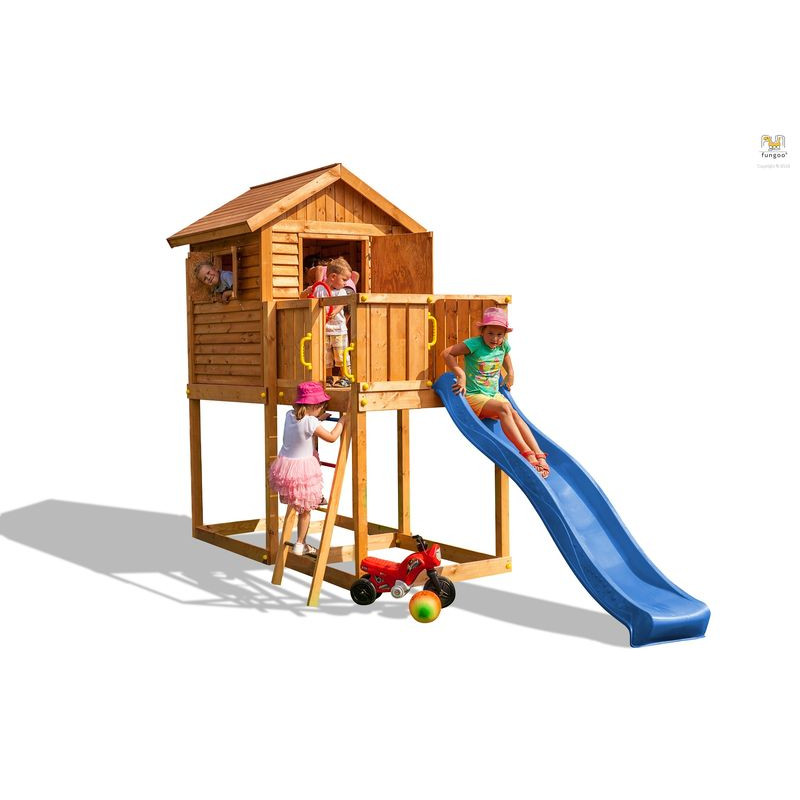 AIRE DE JEU MYHOUSE Cabane toboggan de Fungoo dans Cabane en bois