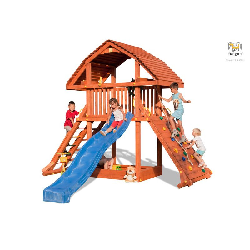 AIRE DE JEU GIANT toboggan de Fungoo dans Cabane en bois