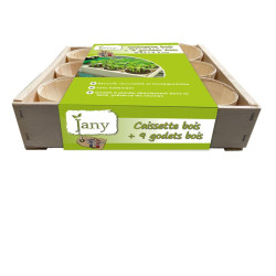 CAISSETTE BOIS + 9 GODETS BOIS de Jany France dans Accessoires de Semis
