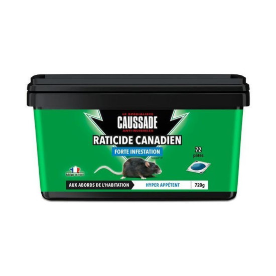 RATICIDE CANADIEN FORTE INFESTATION 720 G de Caussade - anti rats et souris dans 🐁 Raticide / souricide