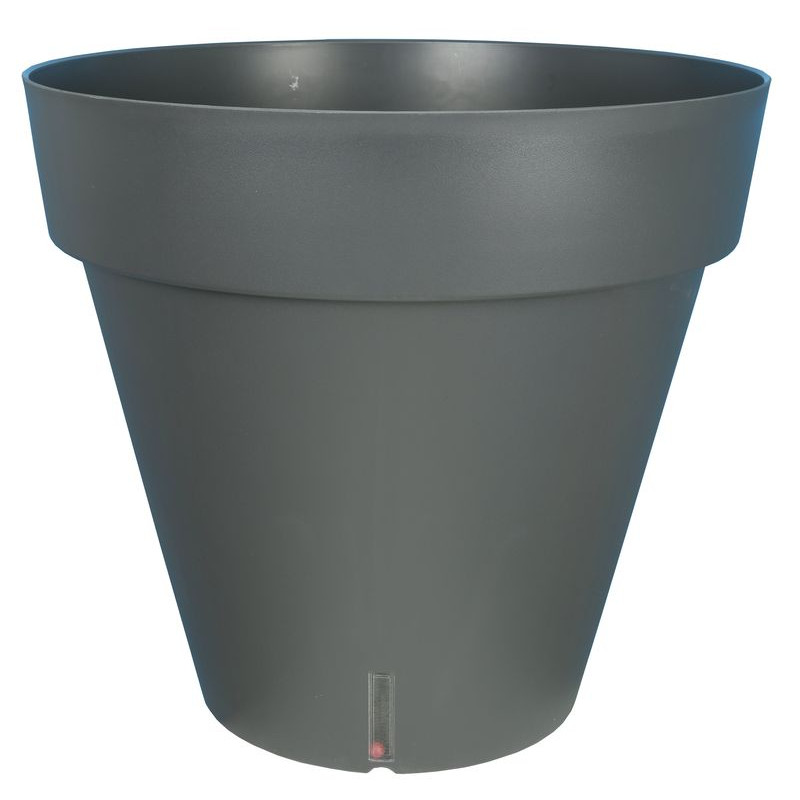 Pot Loft Rond 30 Gris -Pot Riviera de Riviera - fabricant de Pots à reserve d'eau et sans réserve dans Pots en plastique