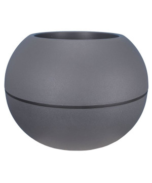 Pot granit Boule D50 Gris Riviera, en plastique - Élégance pour vos plantes de Riviera - fabricant de Pots à reserve d'eau et...