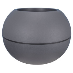 Pot granit Boule D50 Gris Riviera, en plastique - Élégance pour vos plantes de Riviera - fabricant de Pots à reserve d'eau et...