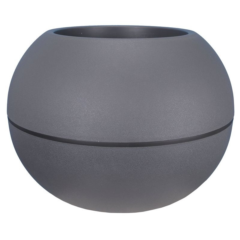 Pot granit Boule D50 Gris Riviera, en plastique - Élégance pour vos plantes de Riviera - fabricant de Pots à reserve d'eau et...