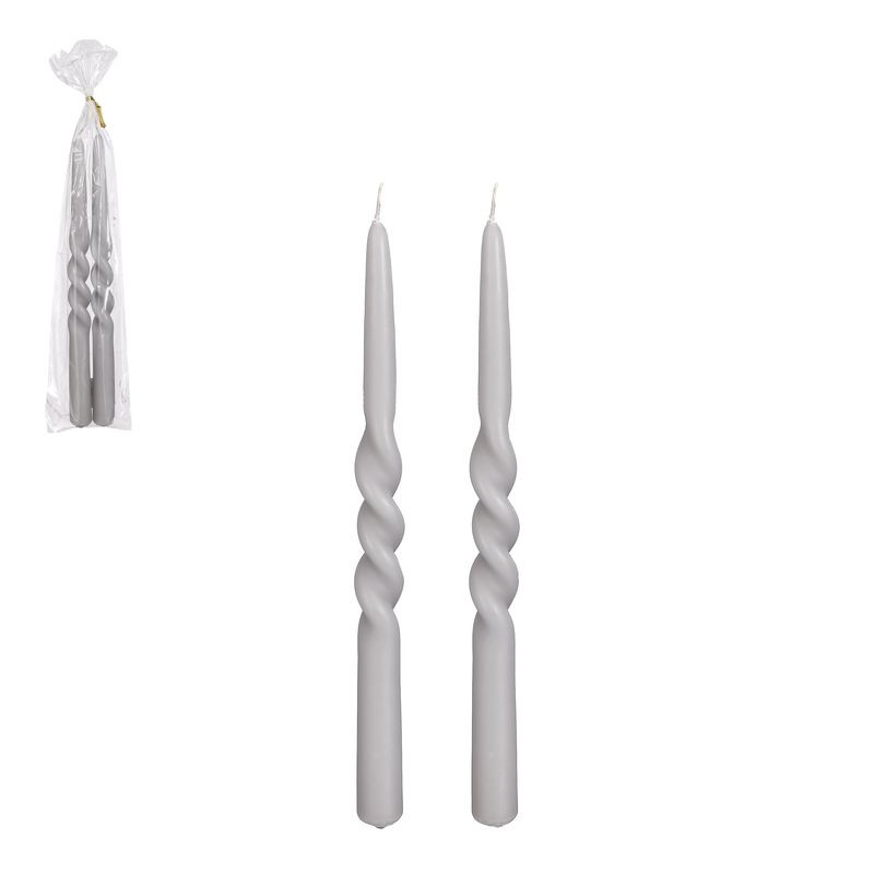 TWIST BOUGIE DINER GRIS.CL X2 H29 D2.2 de Edelman - deco maison et noël dans 🕯️ Bougies et encens