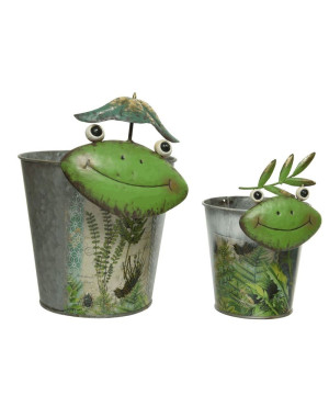 CACHE POT A/TETE GRENOUILLE H18 de Kaemingk - deco de la maison dans Cache-pot et pot déco
