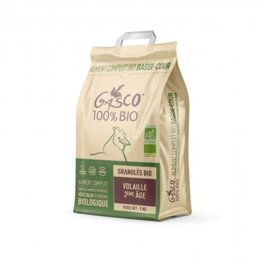Granule Volaille 2Eme Age Bio 5 Kg Gasco de Gasco dans Alimentation des poules et animaux de basse cour