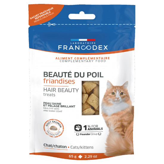 Friandises chat beaute poils de Francodex - anti puce et soin pour chien et chat dans Friandises pour chats