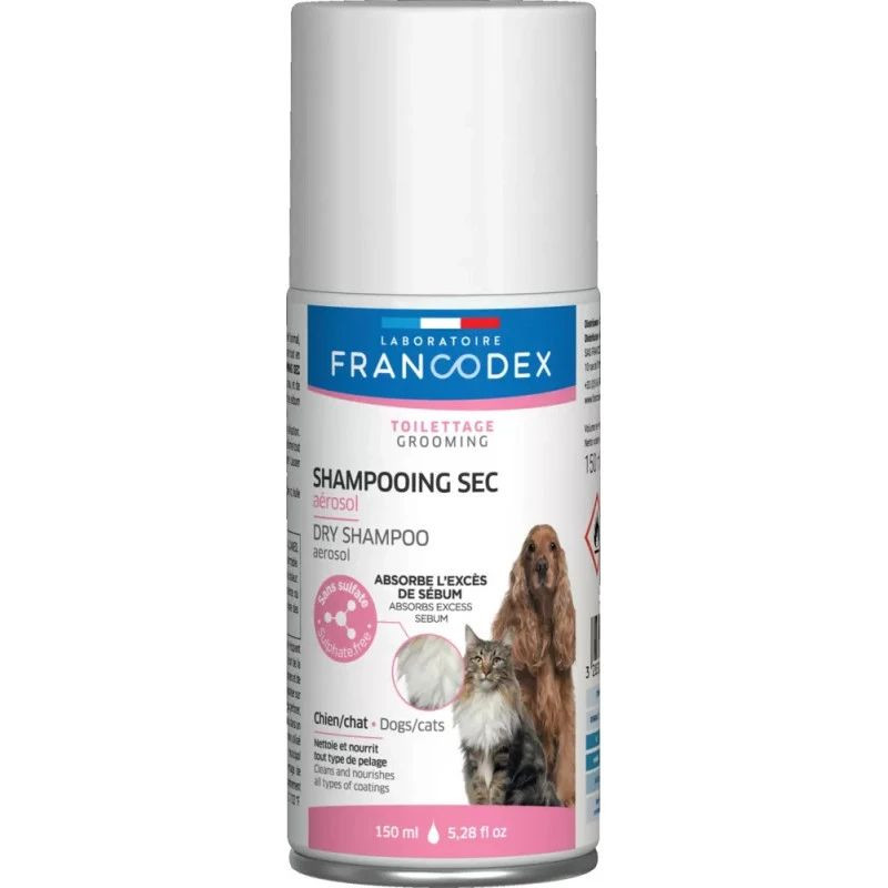 Shampooing sec 150ml de Francodex - anti puce et soin pour chien et chat dans Hygiene pour chats