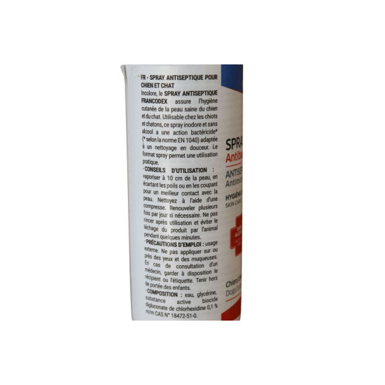 Spray antiseptique 100ml chat de Francodex - anti puce et soin pour chien et chat dans Hygiene pour chats