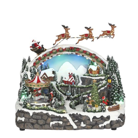 Arrivee du pere noel en ville 34x21xh30 de Edelman - deco maison et noël dans 🏘️Villages miniatures