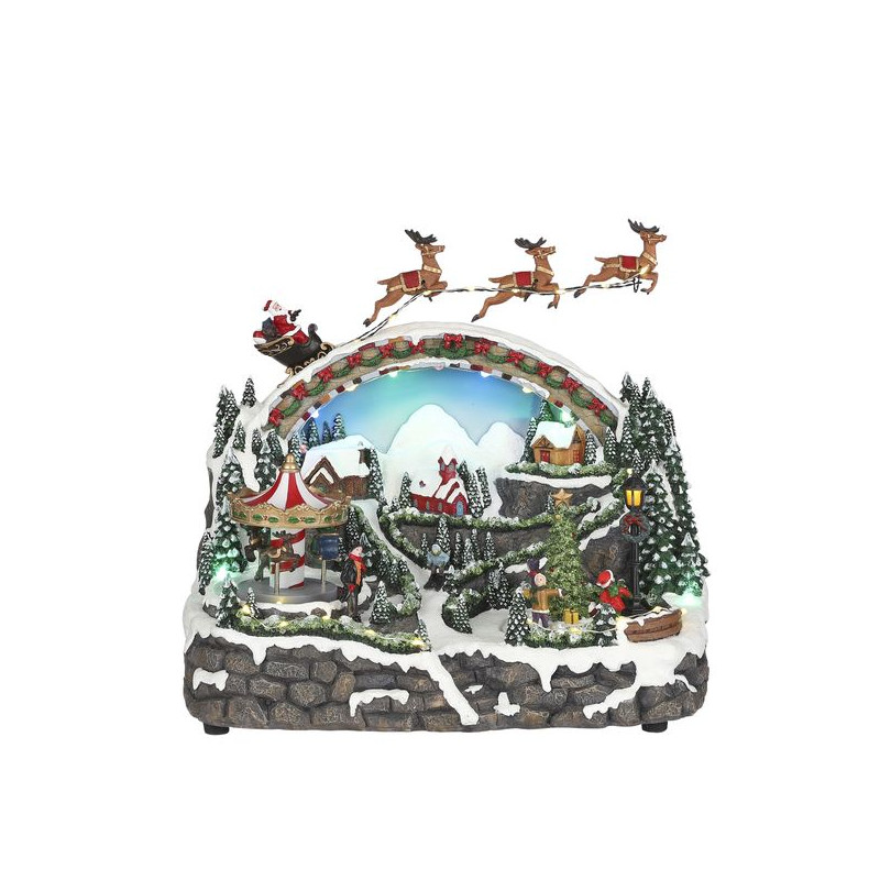Arrivee du pere noel en ville 34x21xh30 de Edelman - deco maison et noël dans 🏘️Villages miniatures