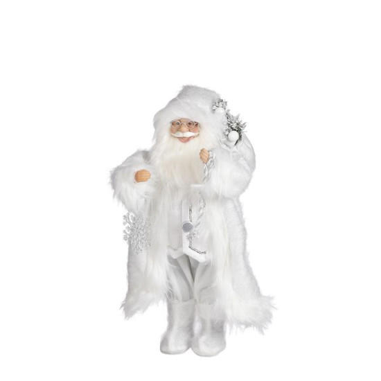 Pere noel blanc h47 de Edelman - deco maison et noël dans 🎅Figurine de Noël