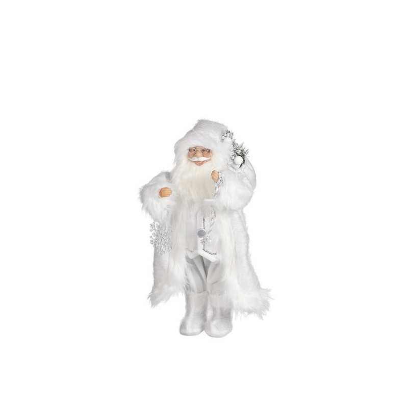 Pere noel blanc h47 de Edelman - deco maison et noël dans 🎅Figurine de Noël