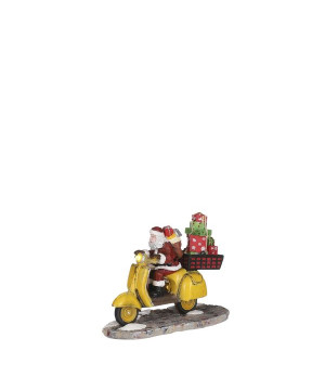 Pere noel sur scooter 10x5xh8 de Edelman - deco maison et noël dans 🏘️Villages miniatures