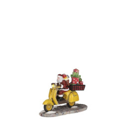 Pere noel sur scooter 10x5xh8 de Edelman - deco maison et noël dans 🏘️Villages miniatures