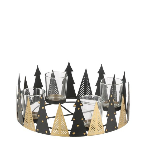 Porte bougie sapin de noel or h9.5 d26 de Edelman - deco maison et noël dans 🏘️Villages miniatures