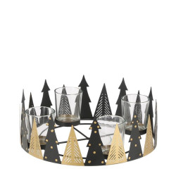 Porte bougie sapin de noel or h9.5 d26 de Edelman - deco maison et noël dans 🏘️Villages miniatures