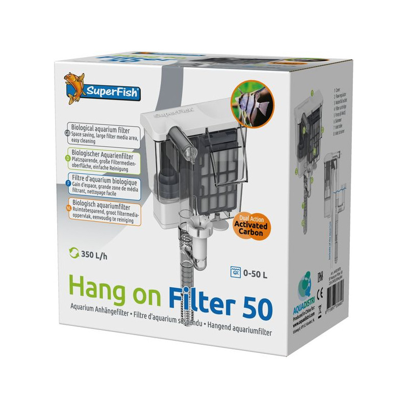 Hang on filter 50 de Superfish - Aquadistri - accessoires pour aquarium et bassin dans Filtre interieur d'aquarium