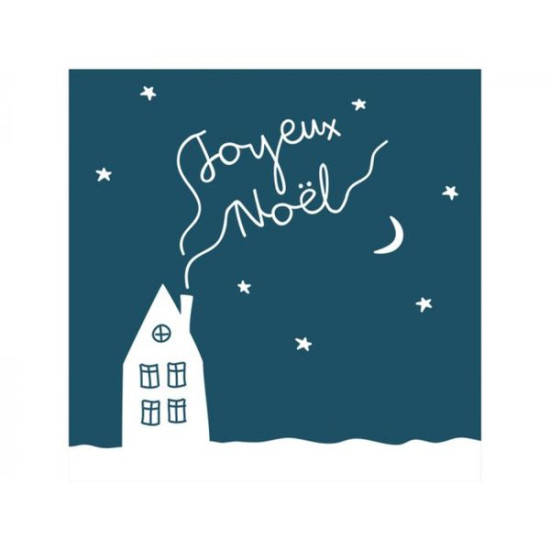 Serviette joyeux noel bleu 33cm de Braun Company - Serviettes et nappes papier dans 🍽️Décoration de table de Noël