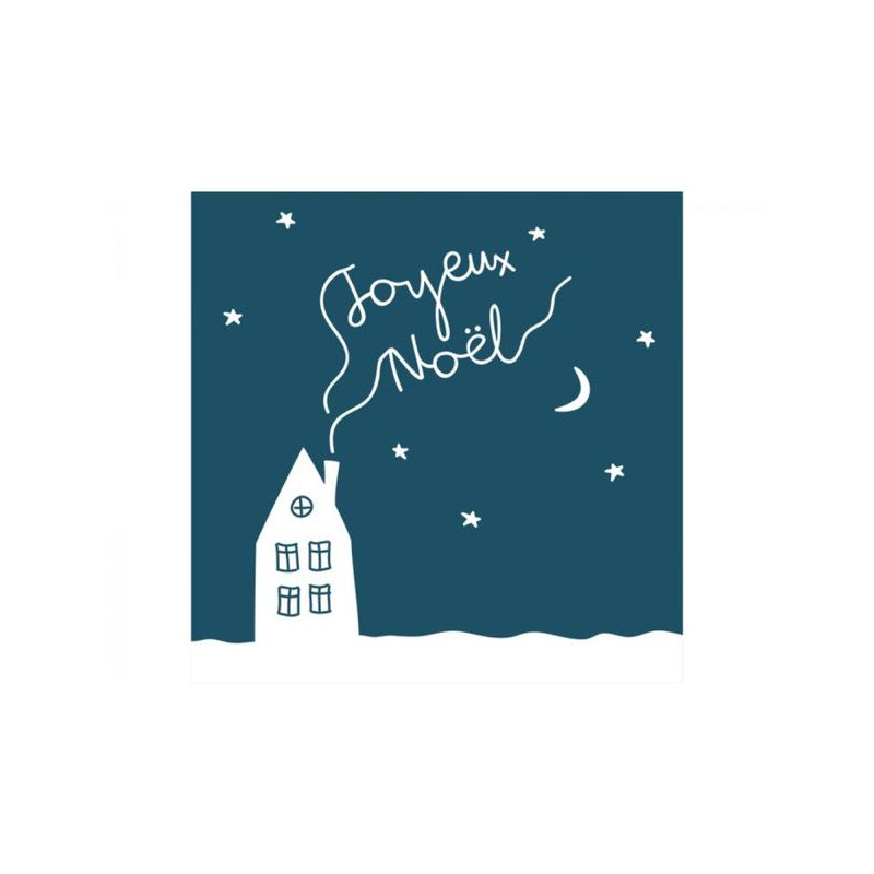 Serviette joyeux noel bleu 33cm de Braun Company - Serviettes et nappes papier dans 🍽️Décoration de table de Noël