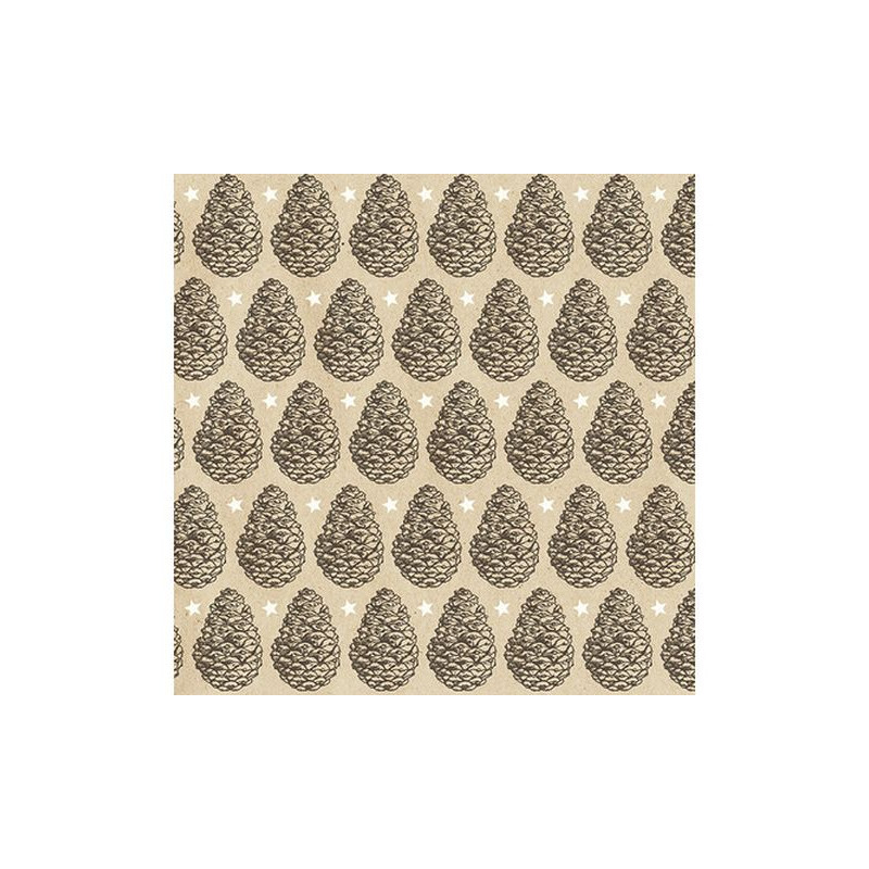 Serviette pommes de pin or 33cm de Braun Company - Serviettes et nappes papier dans 🍽️Décoration de table de Noël
