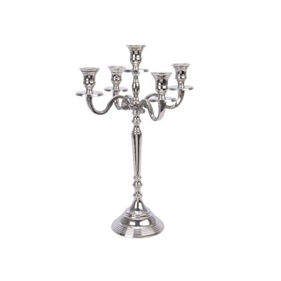 /Bougeoir aluminium vernis argent h40 de Kaemingk - deco de la maison dans Bougeoirs et lanterne pour bougies