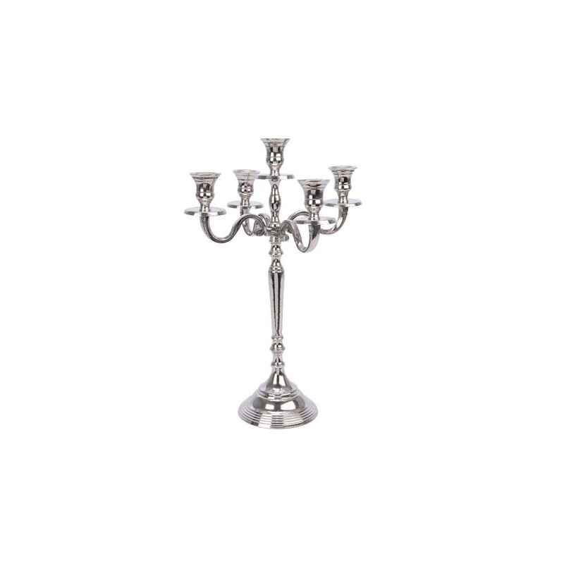 /Bougeoir aluminium vernis argent h40 de Kaemingk - deco de la maison dans Bougeoirs et lanterne pour bougies