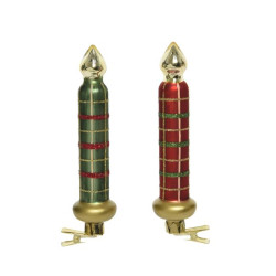 /Bougie a/clip rouge/vert/or h14.5 de Kaemingk - deco de la maison dans 🍽️Décoration de table de Noël