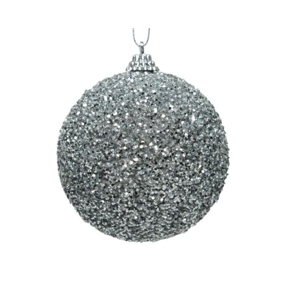 /Boule mousse perles argent d8 de Kaemingk - deco de la maison dans Boule pour sapin de Noël