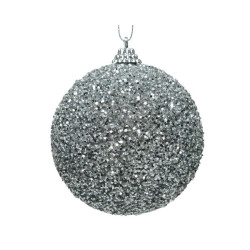 /Boule mousse perles argent d8 de Kaemingk - deco de la maison dans Boule pour sapin de Noël