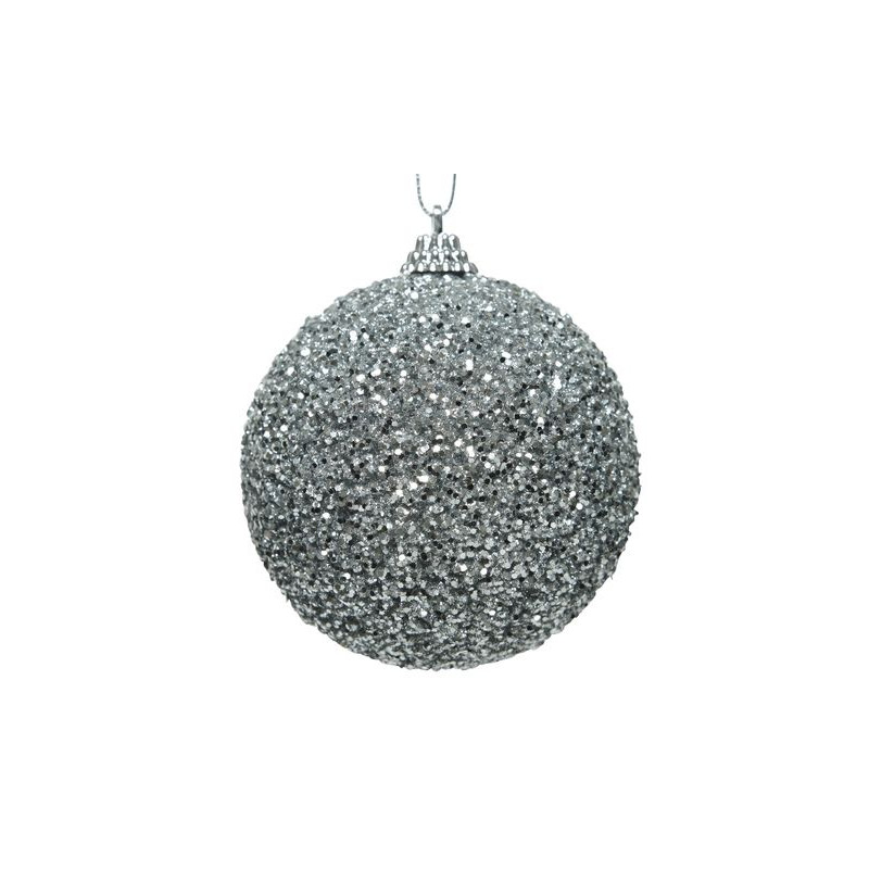 /Boule mousse perles argent d8 de Kaemingk - deco de la maison dans Boule pour sapin de Noël