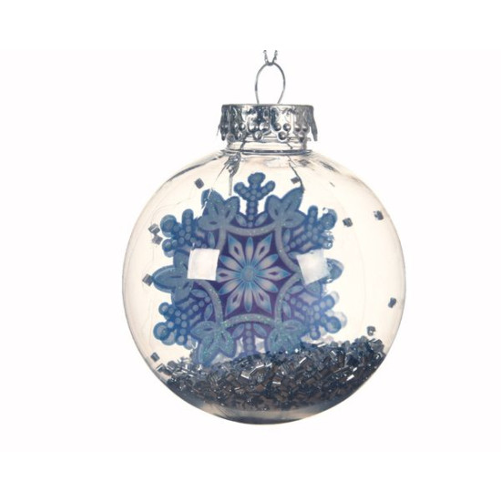 /Boule transparent a/flocon bleu d8 de Kaemingk - deco de la maison dans Boule pour sapin de Noël