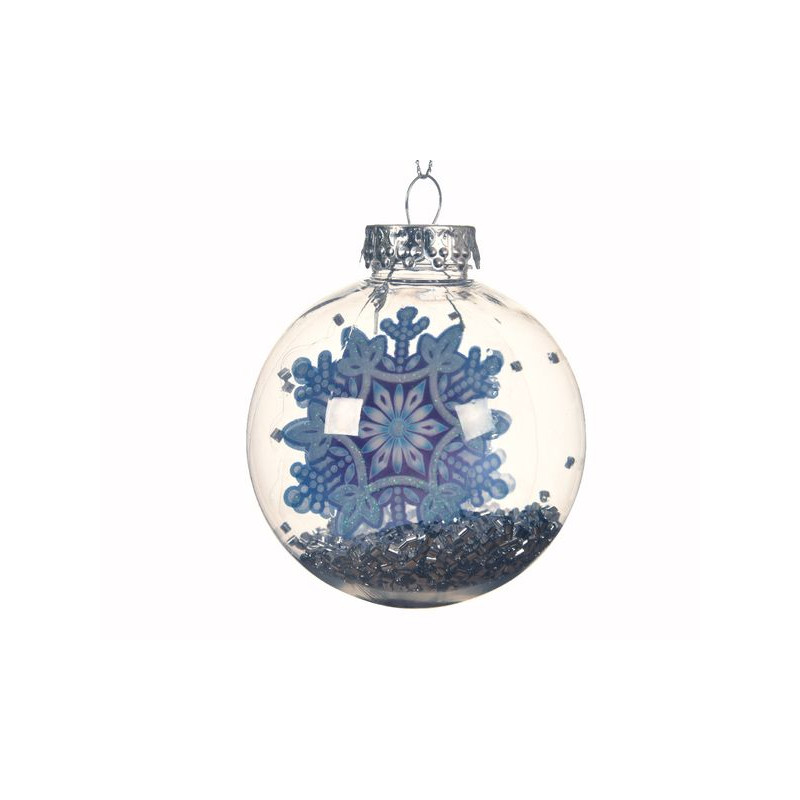 /Boule transparent a/flocon bleu d8 de Kaemingk - deco de la maison dans Boule pour sapin de Noël