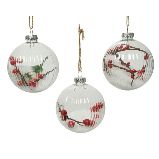 /Boule verre a/branches+neige clair/coul d8 de Kaemingk - deco de la maison dans Boule pour sapin de Noël