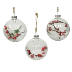 /Boule verre a/branches+neige clair/coul d8 de Kaemingk - deco de la maison dans Boule pour sapin de Noël