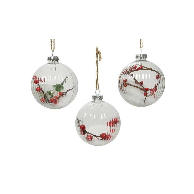 /Boule verre a/branches+neige clair/coul d8 de Kaemingk - deco de la maison dans Boule pour sapin de Noël