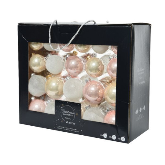 /Boules verre paillettes mix rose doux/coul d7 de Kaemingk - deco de la maison dans Boule pour sapin de Noël