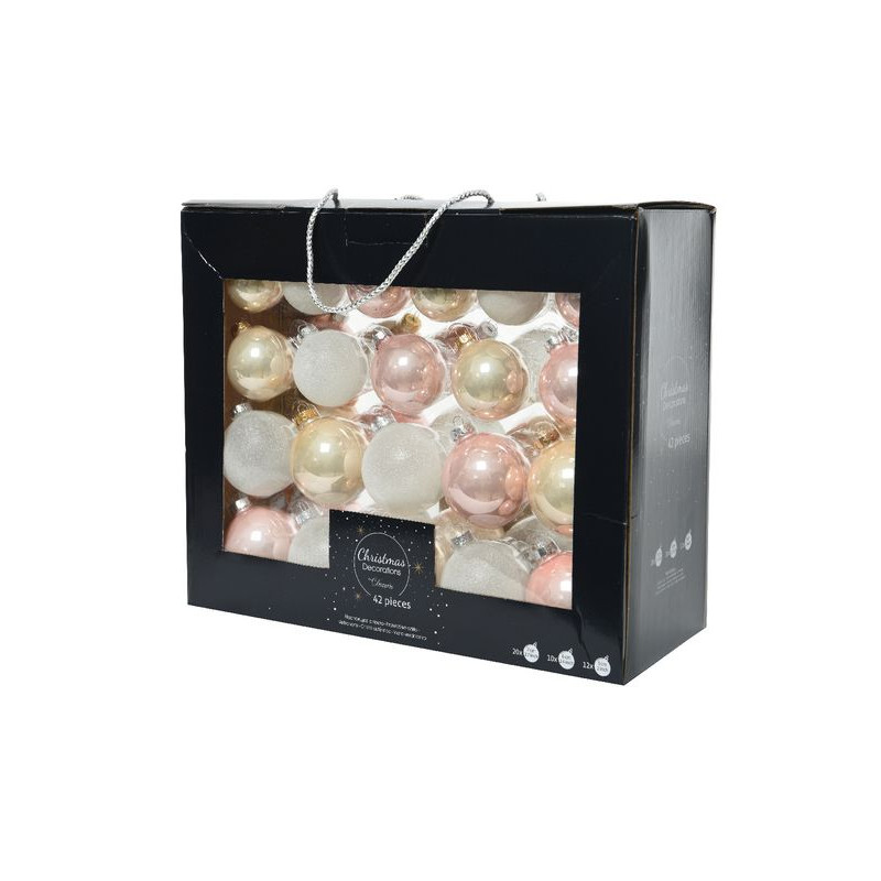 /Boules verre paillettes mix rose doux/coul d7 de Kaemingk - deco de la maison dans Boule pour sapin de Noël