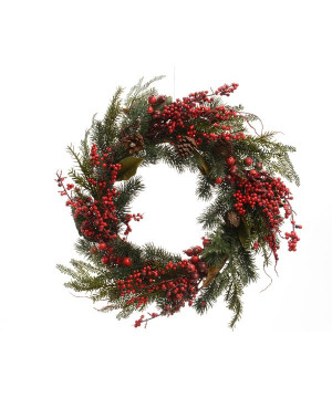/Couronne baies vert/rouge d60 de Kaemingk - deco de la maison dans ❄️Couronne de Noël