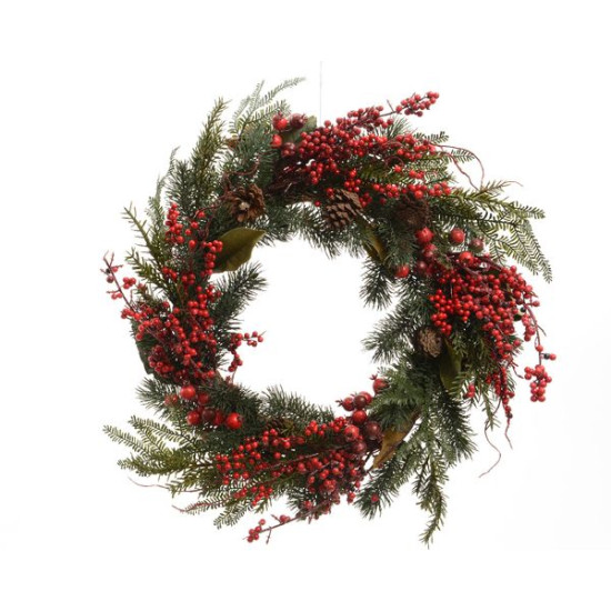 /Couronne baies vert/rouge d60 de Kaemingk - deco de la maison dans ❄️Couronne de Noël