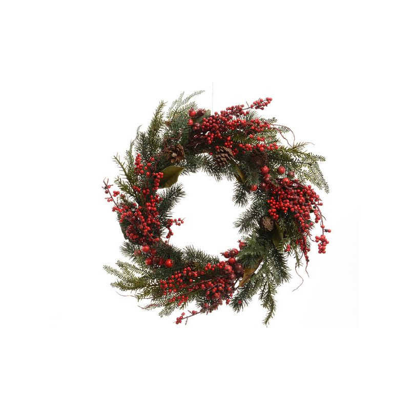 /Couronne baies vert/rouge d60 de Kaemingk - deco de la maison dans ❄️Couronne de Noël