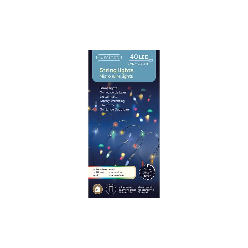 /MICRO LED 1.95M-40L ARGENT/MULTI de Kaemingk - deco de la maison dans 💡Guirlande et déco électrique