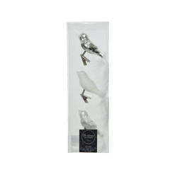 /Oiseaux s/clip blanc/argent h3.5 de Kaemingk - deco de la maison dans 🎄Déco de sapin