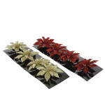 Poinsettia sur clip a paillettes or rouge x4 de Kaemingk - deco de la maison dans 🎄Déco de sapin