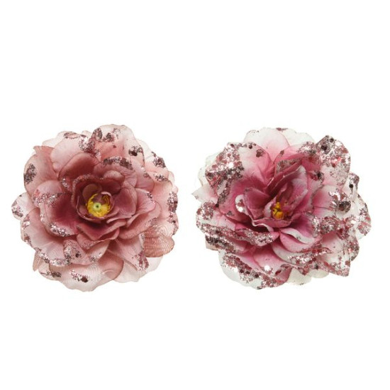 /Rose s/clip paillettes rose d14 de Kaemingk - deco de la maison dans 🎄Déco de sapin